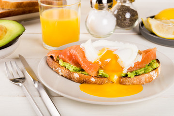  Wholemeal Bread Toast, smashed Avocado, Salmon and Poached Egg