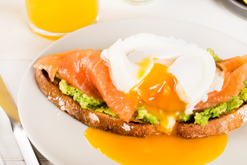  Wholemeal Bread Toast, smashed Avocado, Salmon and Poached Egg