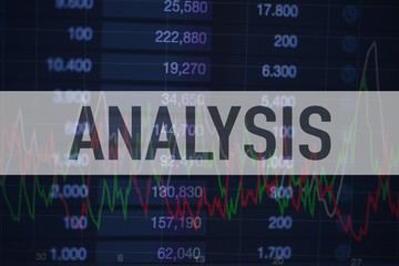 Obraz premium Background of numbers and trading charts with the word Analysis written above. Economy.