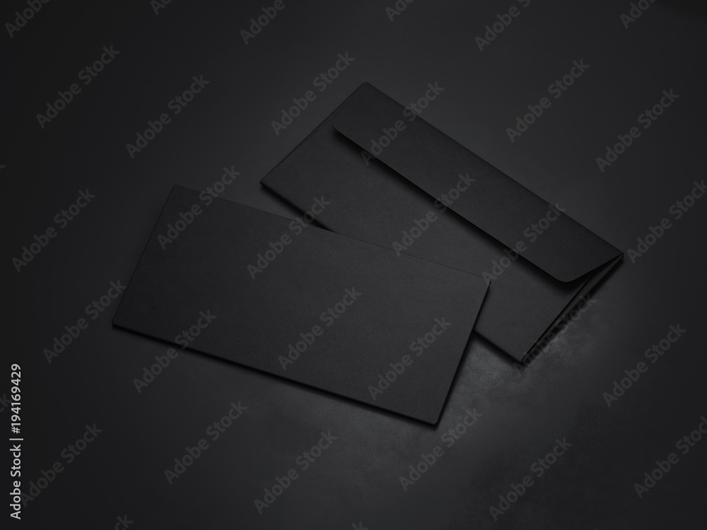 Poster two dark envelopes. 3d rendering