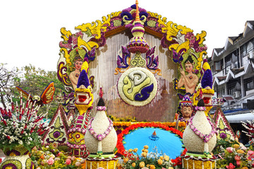 Detail of float in the annual Chiang Mai Flower Festival parade, 2018