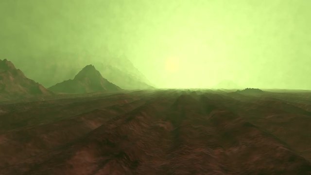 3D rendered Animation of a sunset on Planet Venus.