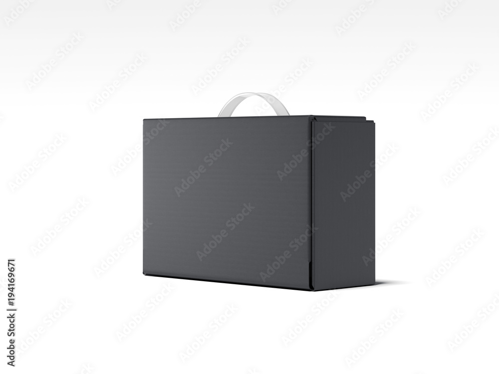Poster black box package with transparent handle . 3d rendering