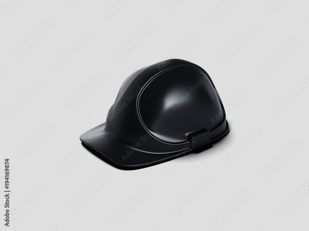 Poster black worker helmet. 3d rendering