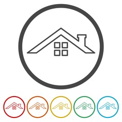 Home roof icon, 6 Colors Included