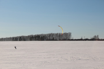 snow, flight,  skiing, kite