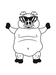 cool sonnenbrille groß dick fett schwein eber ferkel comic cartoon lachen clipart