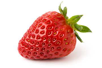 Ripe strawberry on a white