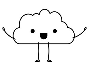 cute cloud kawaii character vector illustration design