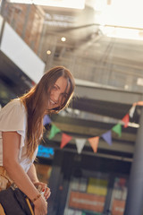 Smiling beautiful woman. Portrait of beautiful smiling woman enjoying sunny day