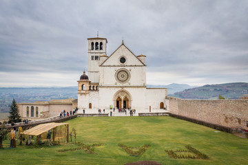 The Saint Francis catholic basilica. Assisi, Umbria, Italy. 30 December 2017