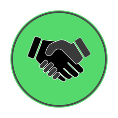 Handshake flat design long shadow icon. Business partnership. Negotiations. Vector silhouette symbol