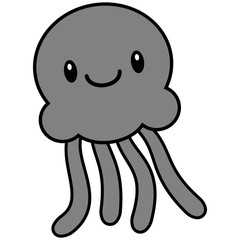 Kawaii Jellyfish Illustration - A vector cartoon illustration of a cute Kawaii Jellyfish.