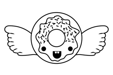 sweet donut with wings kawaii character vector illustration design