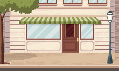 Entrance of a shop in the city. 