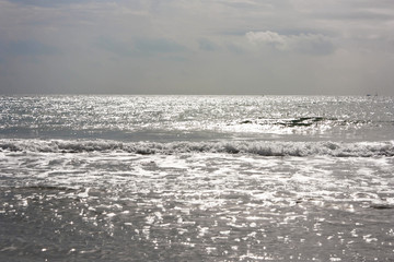  silver sea, the horizon, sunset