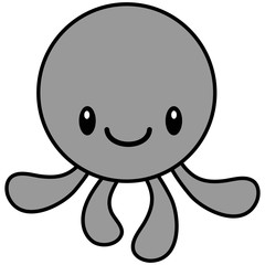 Kawaii Octopus Illustration - A vector cartoon illustration of a cute Kawaii Octopus.