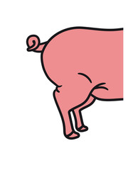 arsch hintern hinten hinterseite halbes schwein seitlich süß niedlich comic cartoon lachen clipart