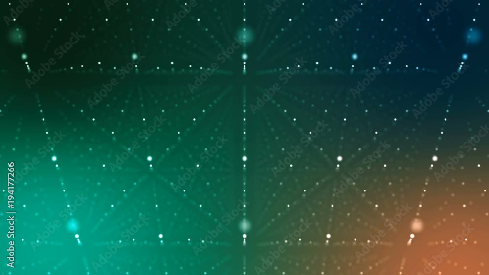 Poster a far-fetched 3d rendering of a dark green cyberspace covered with sparkling white dots placed in st