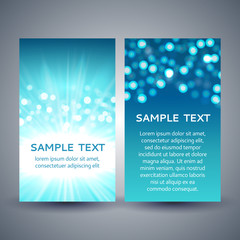 Vector illustration of bokeh flyer templates in blue colors