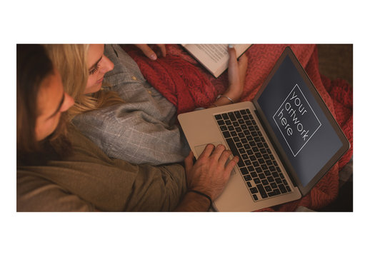 Couple Using Laptop Mockup 1