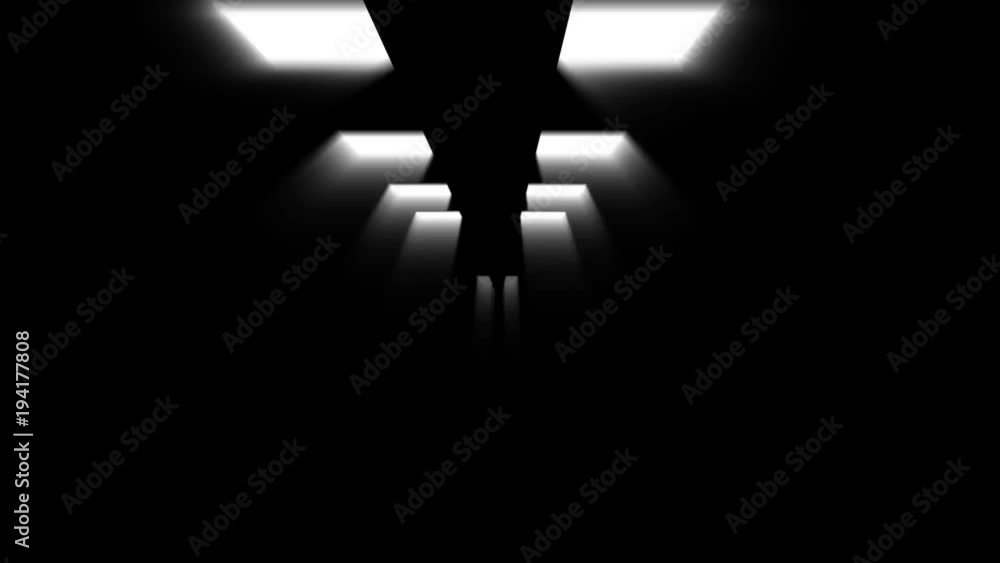 Aufkleber a futuristic 3d rendering of tunnel motion effects produced with eight white neon lamps changing qui