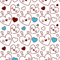 cute heart love kawaii pattern vector illustration design