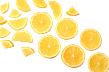 healthy food. sliced lemon isolated on white background top view