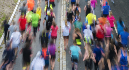 People running the Stockholm marathon, Stockholm, Sweden
