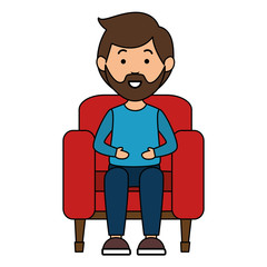 man in cinema chair vector illustration design