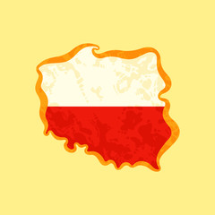 Naklejka premium Poland - Map colored with Polish flag