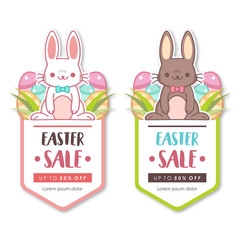 Bunny Easter sale flag shape banner tags set