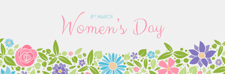 Vintage postcard with pastel coloured flowers - Women's Day. Vector.