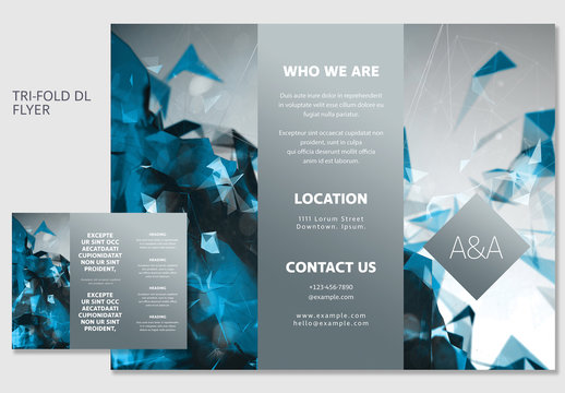 Blue Geometric DL Trifold Brochure Layout 1