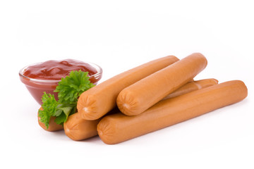 Bockwurst - Arrangement - Produktfoto mit weißem Hintergrund
