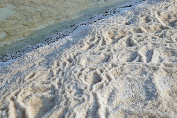Patterns from salt on the Dead Sea in Ein Bokek