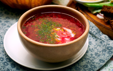 borsch with sour cream and fennel