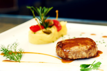 cutlet with mashed potatoes and spices