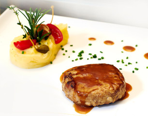 cutlet with mashed potatoes and spices