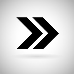 Black double arrow. Fast forward or Next icon