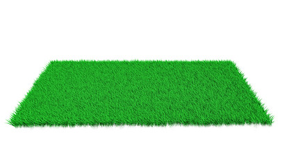 3d rendering rectangular green lawn on a white background
