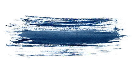 Blue textured grunge background on white paper. Ink painting banner.