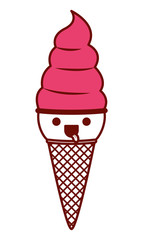 delicious ice cream kawaii character vector illustration design