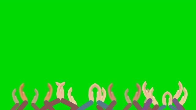 Cartoon Crowds Hands Clapping on a Green Screen Background