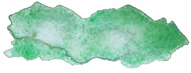 watercolor green spot for design with a texture of paper painted with a brush by hand.