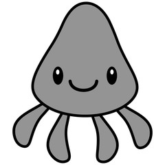 Kawaii Squid Illustration - A vector cartoon illustration of a cute Kawaii Squid.