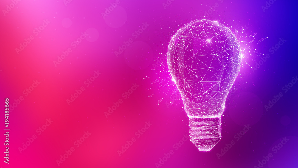 Aufkleber polygon idea light bulb on blurred gradient multicolored background. global cryptocurrency blockchai