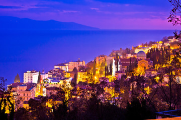 Town of Opatija cathedral evening view