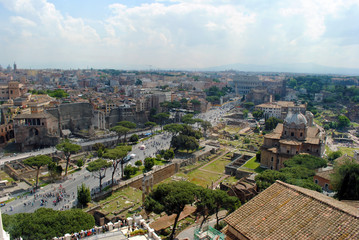 Fototapeta na wymiar Veduta aerea dei fori romani
