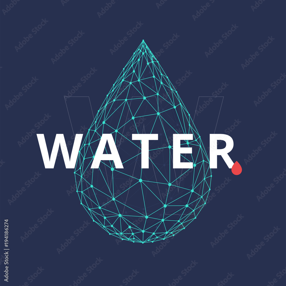 Aufkleber water drop icon made with blockchain technology network polygon isolated on dark blue background